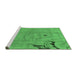 Sideview of Machine Washable Abstract Emerald Green Modern Area Rugs, wshabs3585emgrn