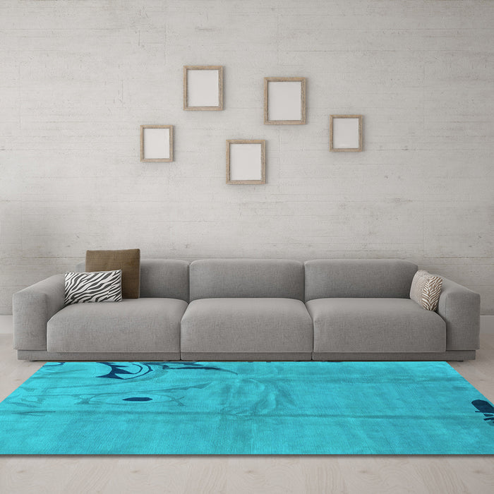 Machine Washable Abstract Light Blue Modern Rug in a Living Room, wshabs3585lblu