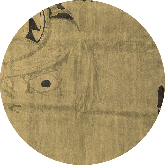 Round Abstract Brown Modern Rug, abs3585brn