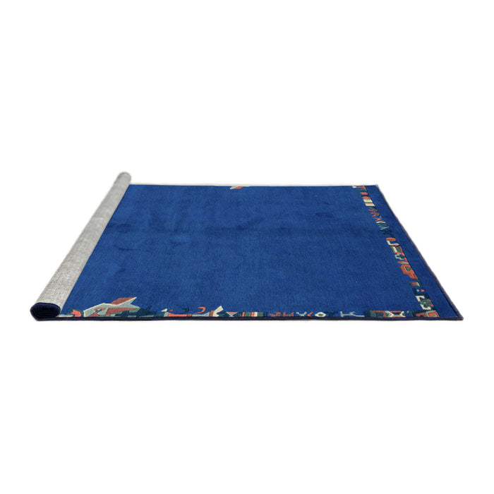 Sideview of Machine Washable Abstract Ocean Blue Rug, wshabs3586