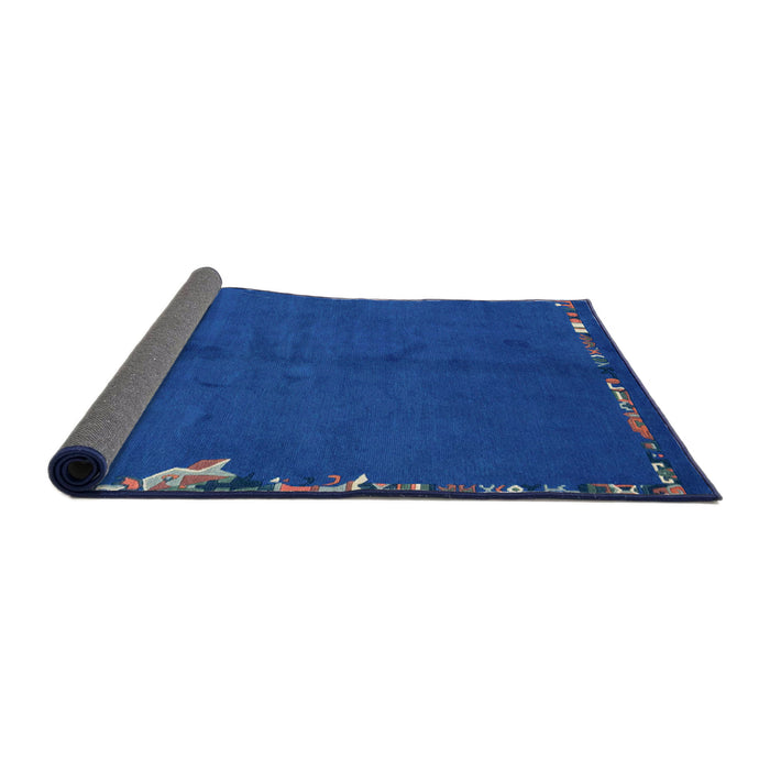 Sideview of Abstract Ocean Blue Modern Rug, abs3586