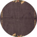 Round Abstract Brown Modern Rug, abs3586brn