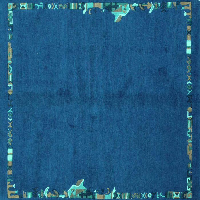 Square Machine Washable Abstract Turquoise Modern Area Rugs, wshabs3586turq