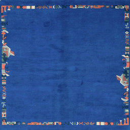 Square Machine Washable Abstract Ocean Blue Rug, wshabs3586