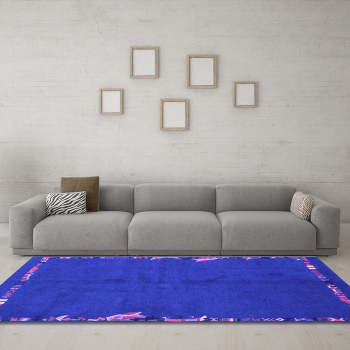 Machine Washable Abstract Purple Modern Area Rugs in a Living Room, wshabs3586pur