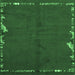 Square Machine Washable Abstract Emerald Green Modern Area Rugs, wshabs3586emgrn