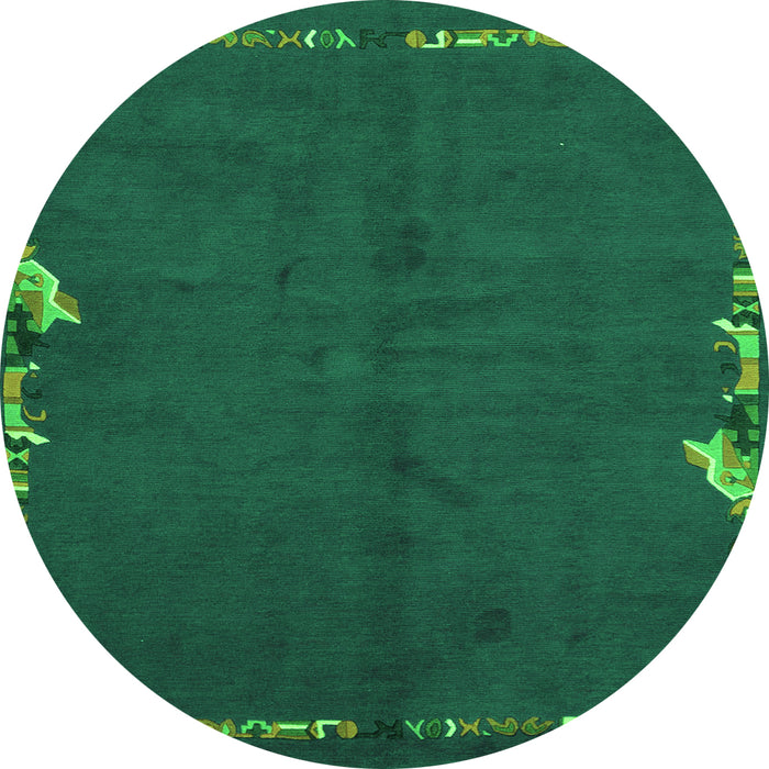 Round Abstract Green Modern Rug, abs3586grn