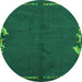 Round Abstract Green Modern Rug, abs3586grn