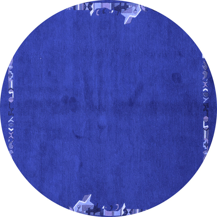 Round Abstract Blue Modern Rug, abs3586blu
