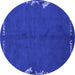 Round Abstract Blue Modern Rug, abs3586blu