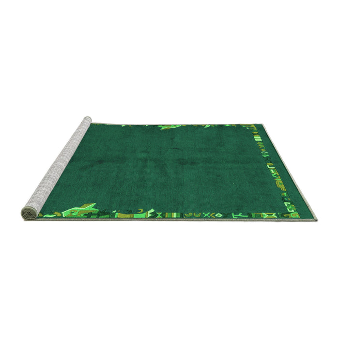 Sideview of Machine Washable Abstract Green Modern Area Rugs, wshabs3586grn