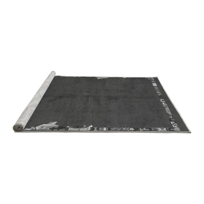 Sideview of Machine Washable Abstract Gray Modern Rug, wshabs3586gry