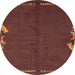 Round Abstract Orange Modern Rug, abs3586org