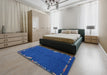 Abstract Ocean Blue Modern Rug in a Bedroom, abs3586