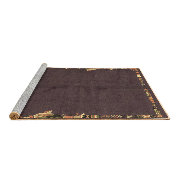Sideview of Machine Washable Abstract Brown Modern Rug, wshabs3586brn