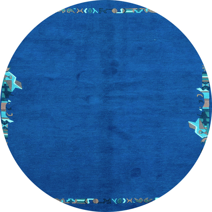 Round Machine Washable Abstract Light Blue Modern Rug, wshabs3586lblu