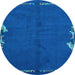 Round Abstract Light Blue Modern Rug, abs3586lblu