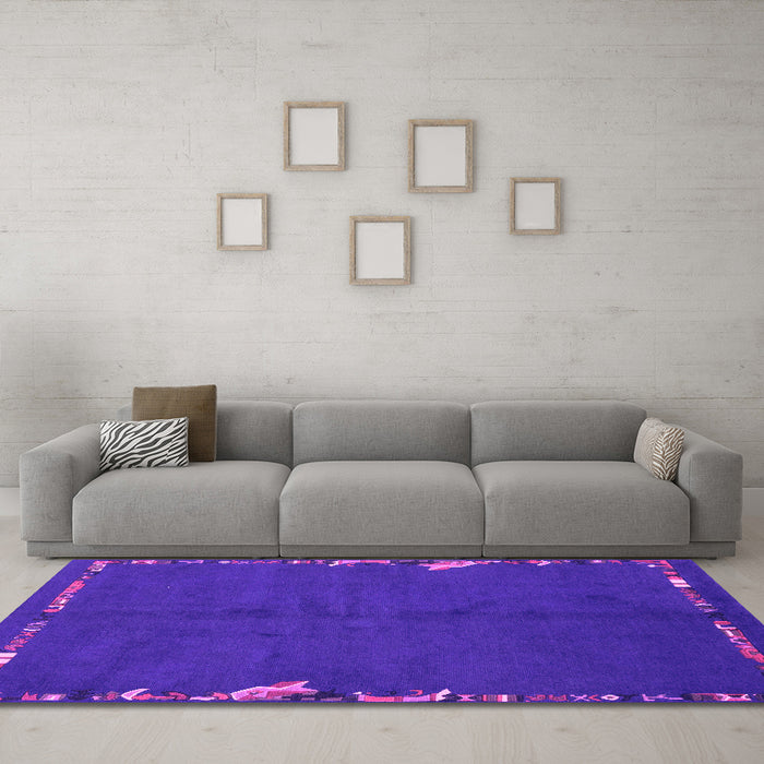 Machine Washable Abstract Pink Modern Rug in a Living Room, wshabs3586pnk