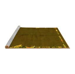 Sideview of Machine Washable Abstract Yellow Modern Rug, wshabs3586yw