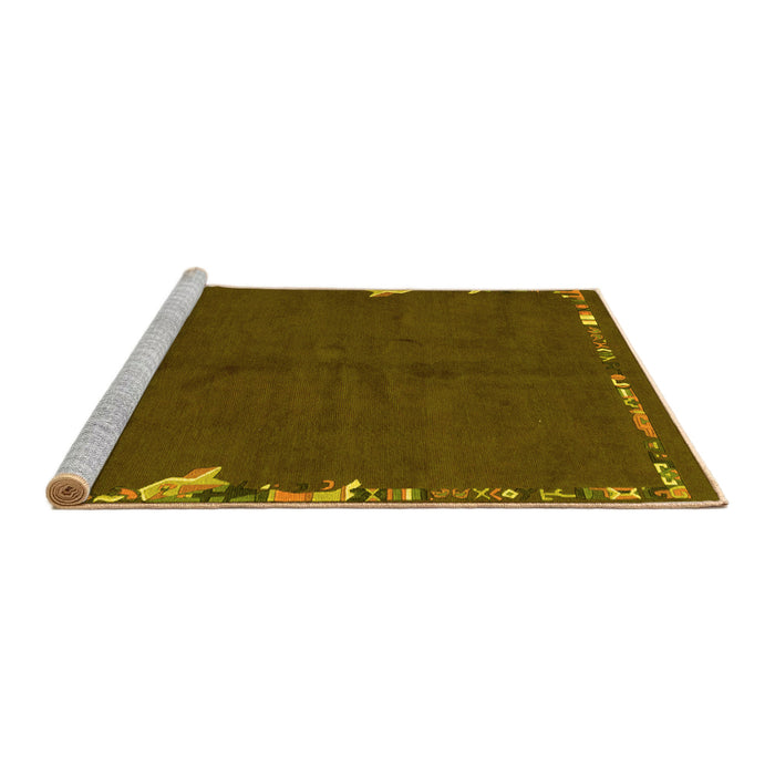 Sideview of Machine Washable Abstract Yellow Modern Rug, wshabs3586yw