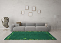 Machine Washable Abstract Green Modern Rug, wshabs3586grn