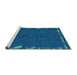 Sideview of Machine Washable Abstract Turquoise Modern Area Rugs, wshabs3586turq