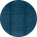 Round Machine Washable Abstract Teal Green Rug, wshabs3587