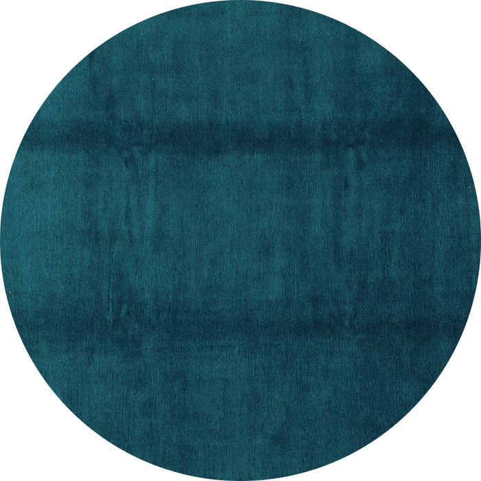 Round Machine Washable Abstract Turquoise Modern Area Rugs, wshabs3587turq