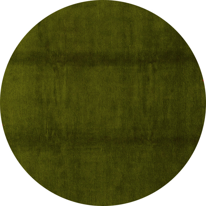 Round Abstract Yellow Modern Rug, abs3587yw