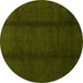 Round Abstract Yellow Modern Rug, abs3587yw