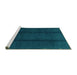 Sideview of Machine Washable Abstract Turquoise Modern Area Rugs, wshabs3587turq