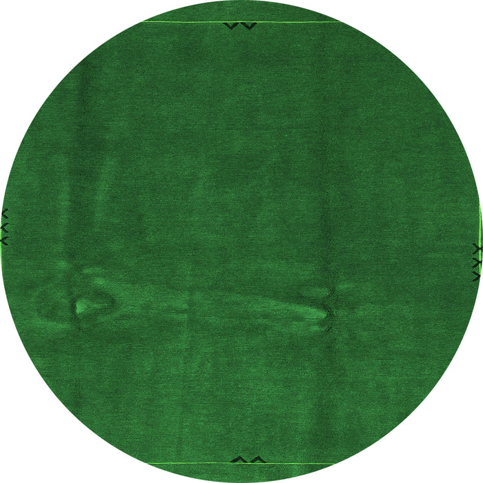 Round Machine Washable Abstract Green Modern Area Rugs, wshabs3588grn