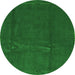 Round Machine Washable Abstract Green Modern Area Rugs, wshabs3588grn