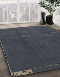 Abstract Charcoal Blue Modern Rug, abs3588