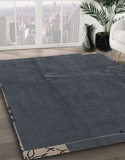 Abstract Charcoal Blue Modern Rug in Family Room, abs3588