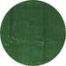 Round Abstract Emerald Green Modern Rug, abs3588emgrn