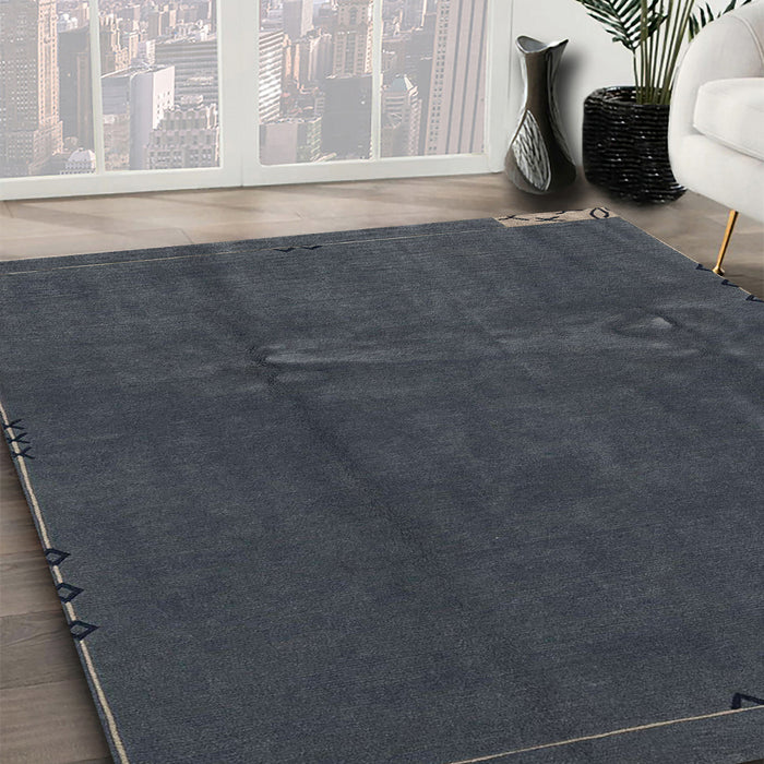 Abstract Charcoal Blue Modern Rug in Family Room, abs3588