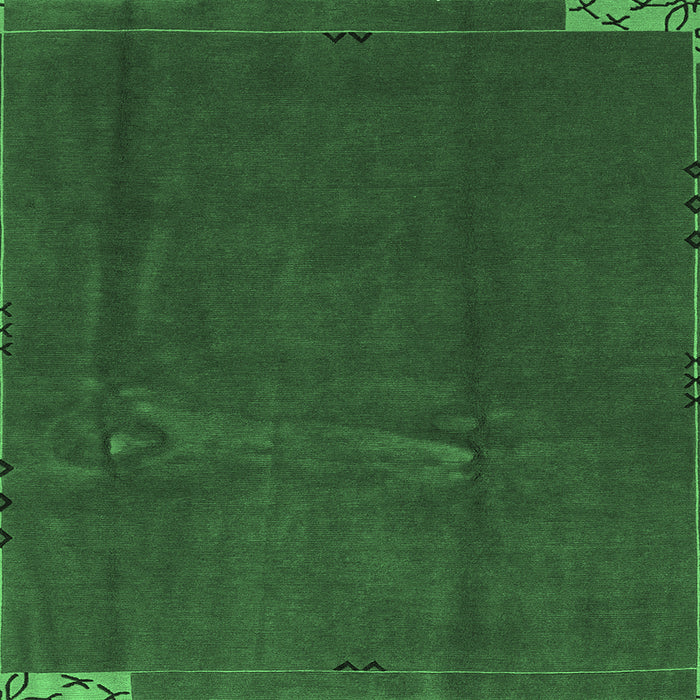 Square Machine Washable Abstract Emerald Green Modern Area Rugs, wshabs3588emgrn