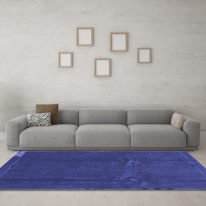 Machine Washable Abstract Blue Modern Rug in a Living Room, wshabs3588blu