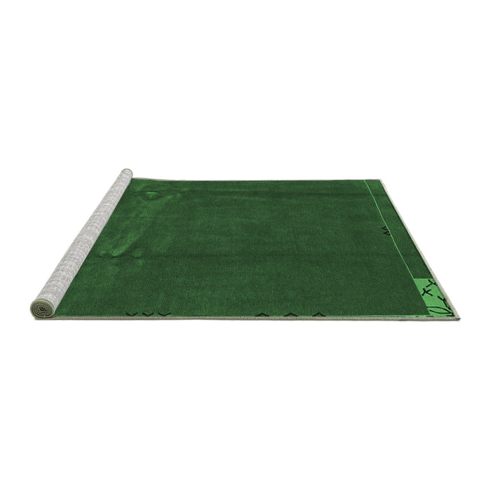 Sideview of Machine Washable Abstract Emerald Green Modern Area Rugs, wshabs3588emgrn