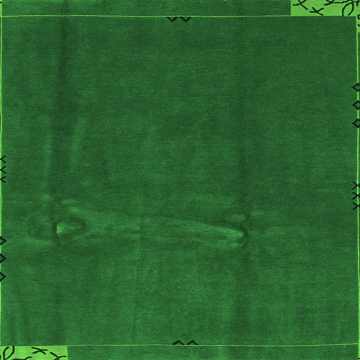 Square Machine Washable Abstract Green Modern Area Rugs, wshabs3588grn