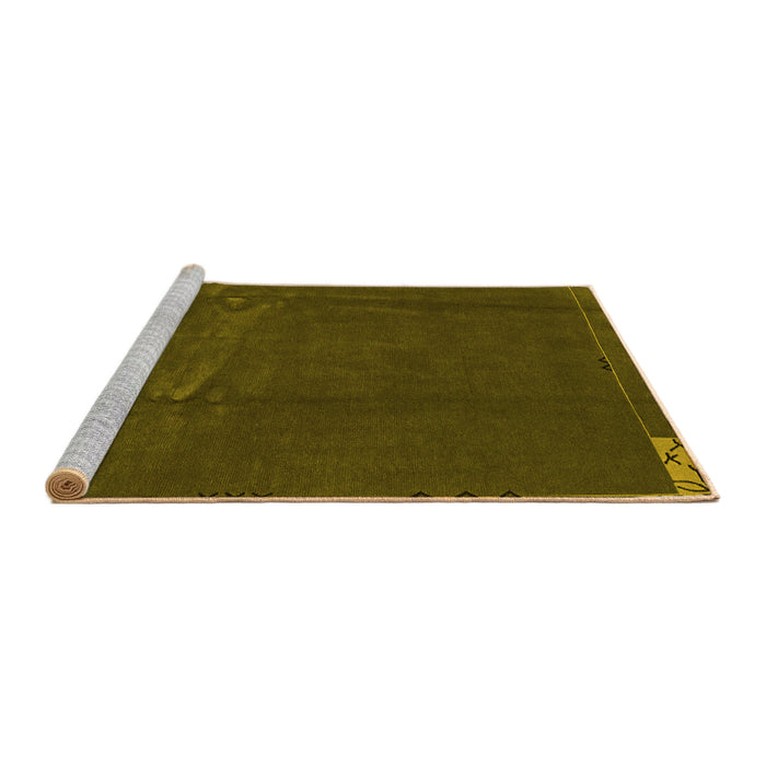 Sideview of Machine Washable Abstract Yellow Modern Rug, wshabs3588yw