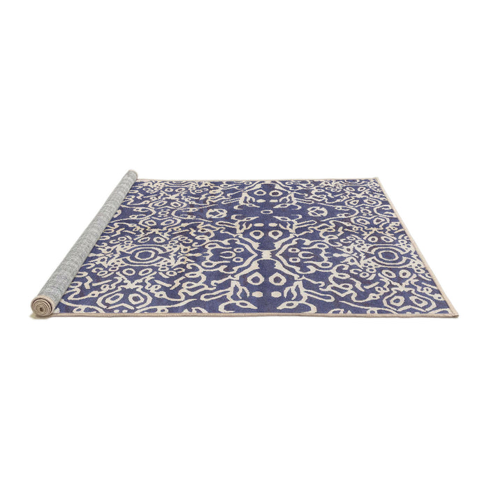 Sideview of Machine Washable Abstract Deep Periwinkle Purple Rug, wshabs3589