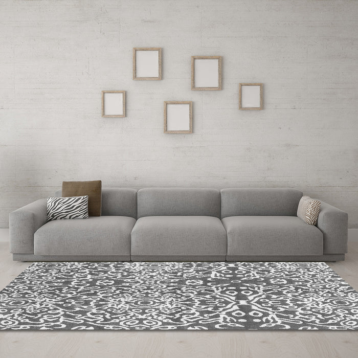 Machine Washable Abstract Gray Modern Rug in a Living Room,, wshabs3589gry