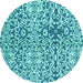 Round Abstract Turquoise Modern Rug, abs3589turq