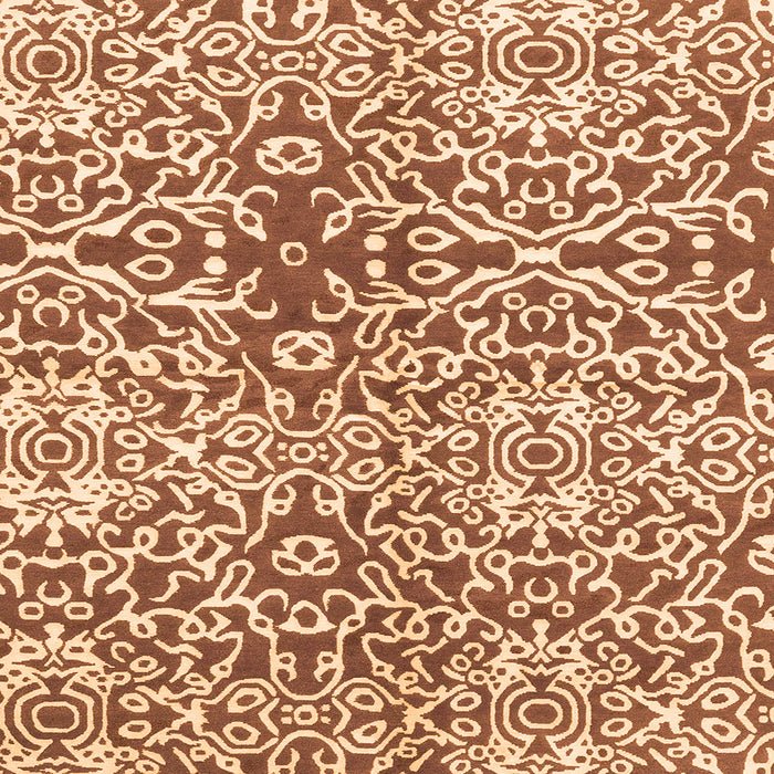 Square Machine Washable Abstract Orange Modern Area Rugs, wshabs3589org