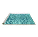 Sideview of Machine Washable Abstract Turquoise Modern Area Rugs, wshabs3589turq