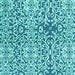 Square Machine Washable Abstract Turquoise Modern Area Rugs, wshabs3589turq