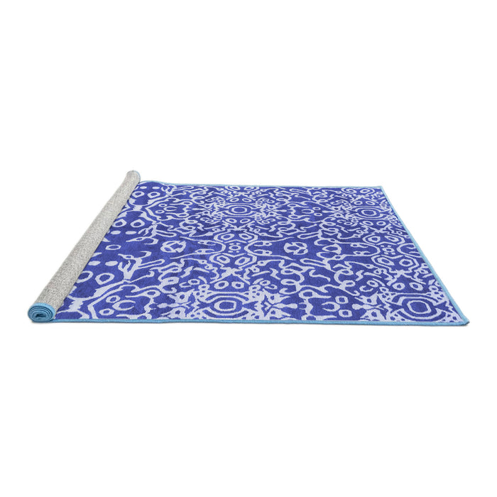 Sideview of Machine Washable Abstract Blue Modern Rug, wshabs3589blu