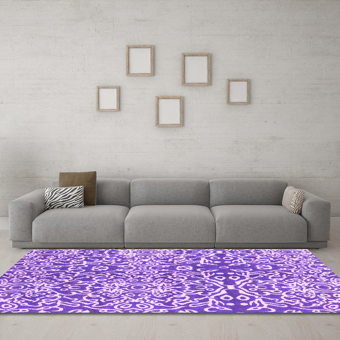 Machine Washable Abstract Purple Modern Area Rugs in a Living Room, wshabs3589pur